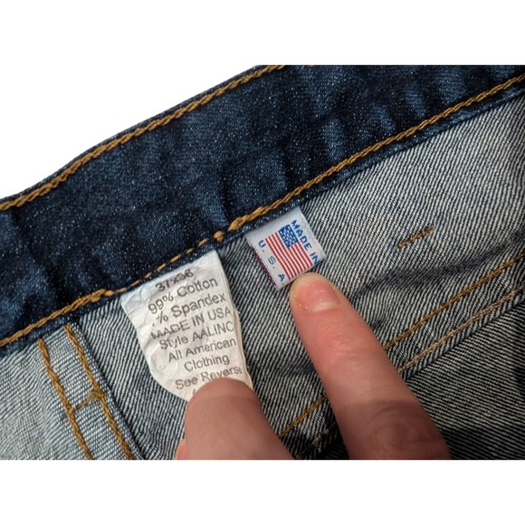All American Clothing‎ USA Made Straight Fit Blue Denim Jeans Men's Size 37x36 - Picture 5 of 7